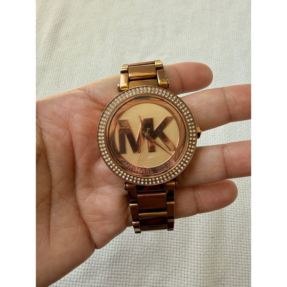 Michael Kors Rose Gold Parker "Logo Glitz" Watch - Picture 4 of 7